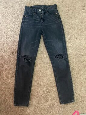 American Eagle Outfitters Black Skinny Ripped Knee Jeans